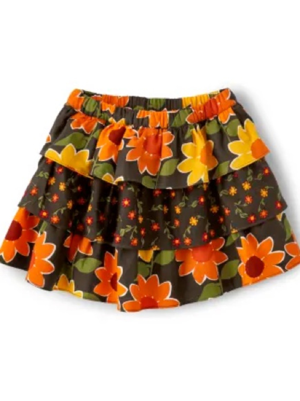 Gymboree Orange and Yellow Floral Tiered Ruffle Skirt